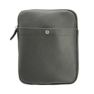 Сумка чоловіча з натуральної шкіри на блискавці чорна 808510 Black