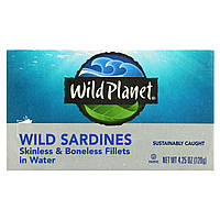 Дикі сардини філе без шкіри і кісток в воді Wild Planet (Wild Sardines Skinless & Boneless Fillets in Water) 120 г