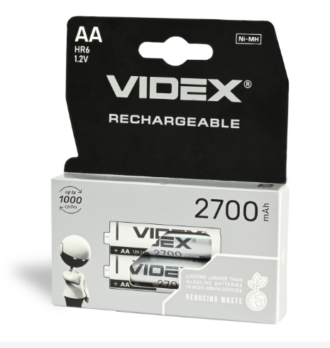 Акумулятор VIDEX HR6 AA Ni-MH 2700mAh 1.2V 1 шт., фото 1