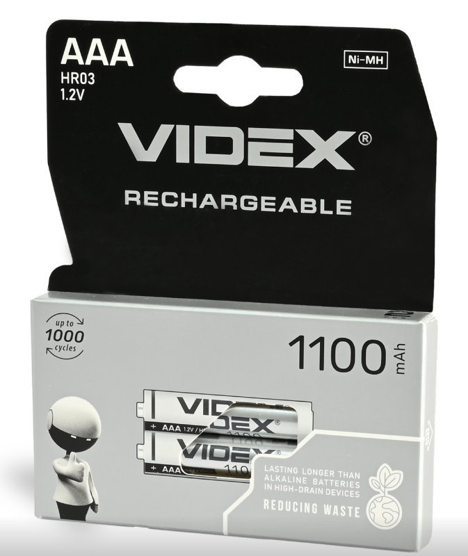 Акумулятор VIDEX HR03 AAA Ni-MH 1100mAh 1.2V 1 шт., фото 1