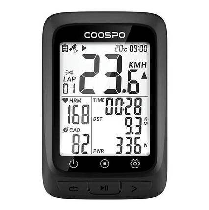 Бездротовий GPS-велокомп'ютер CooSpo BC107 з екраном 2.4" FSTN Bluetooth 5.0 ANT+, фото 1