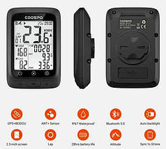 Бездротовий GPS-велокомп'ютер CooSpo BC107 з екраном 2.4" FSTN Bluetooth 5.0 ANT+, фото 3