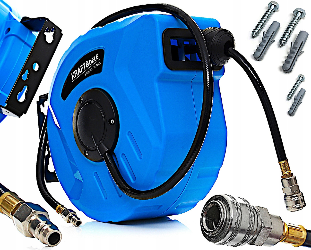 Шланг пневматичний 20 м на автоматичній котушці Kraft&Dele KD1461