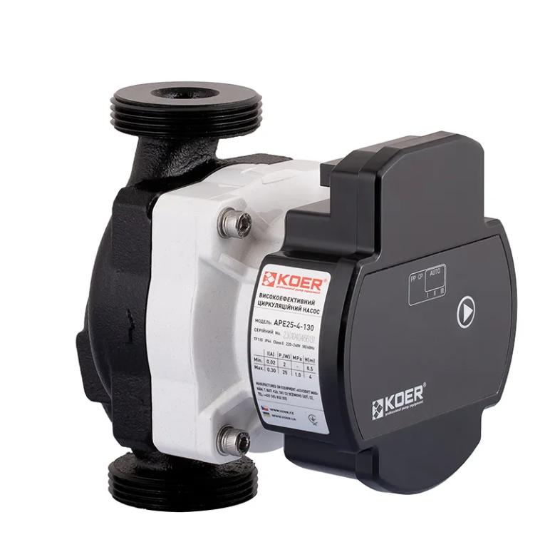 Насос циркуляційний частотний KOER APE 25-6-130 Н=6М, Q=2,9кбМ, P=45 Вт, фото 1