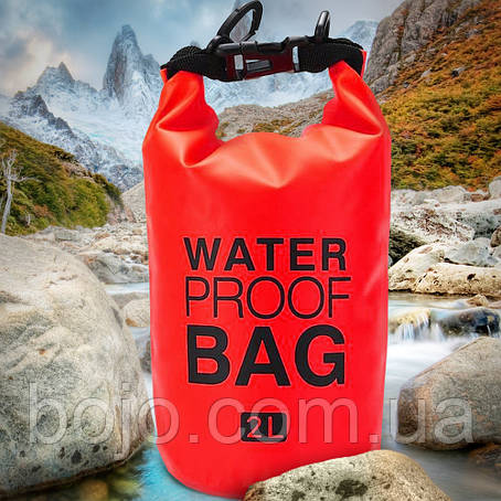 Сумка-мішок Ocean Pack, гермомішок з шлейкою на плече водонепроникний 2 л, Червоний, фото 1