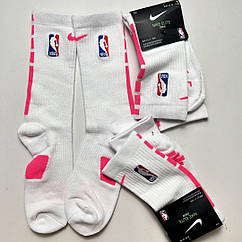 Високі білі з рожевою смужкою шкарпетки Nike NBA Elite Crew Quick спортивні баскетбольні