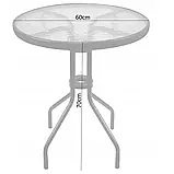 Садовий стіл чорний для саду, балкону та тераси Garden Line NEO2262 круглий зі скляною стільницею 60х60х70 см, фото 5