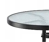 Садовий стіл чорний для саду, балкону та тераси Garden Line NEO2262 круглий зі скляною стільницею 60х60х70 см, фото 6