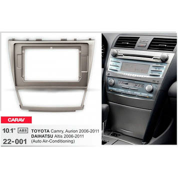 Перехідна рамка під магнітолу 10 дюймів Toyota Camry Aurion 2006-2011 Carav 22-001 темно-сіра рамка тойота камрі