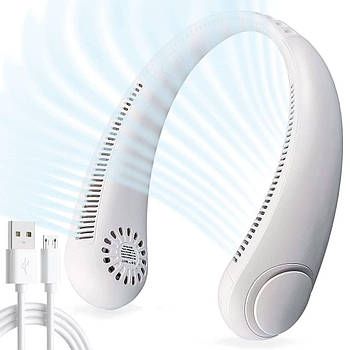 Портативний вентилятор на шию 3 режими, 2400mAh, з USB / Шийний вентилятор / Акумуляторний вентилятор для шиї