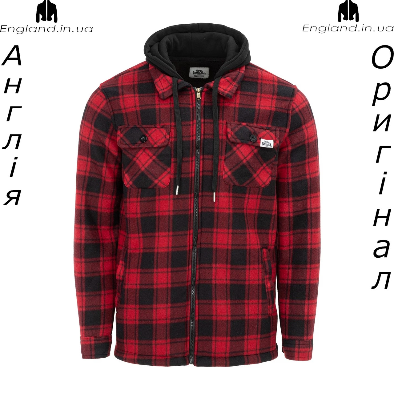 Сорочка худі шерпа чоловіча в клітинку Lonsdale (Лонсдейл) з Англії - на довгий рукав, фото 1