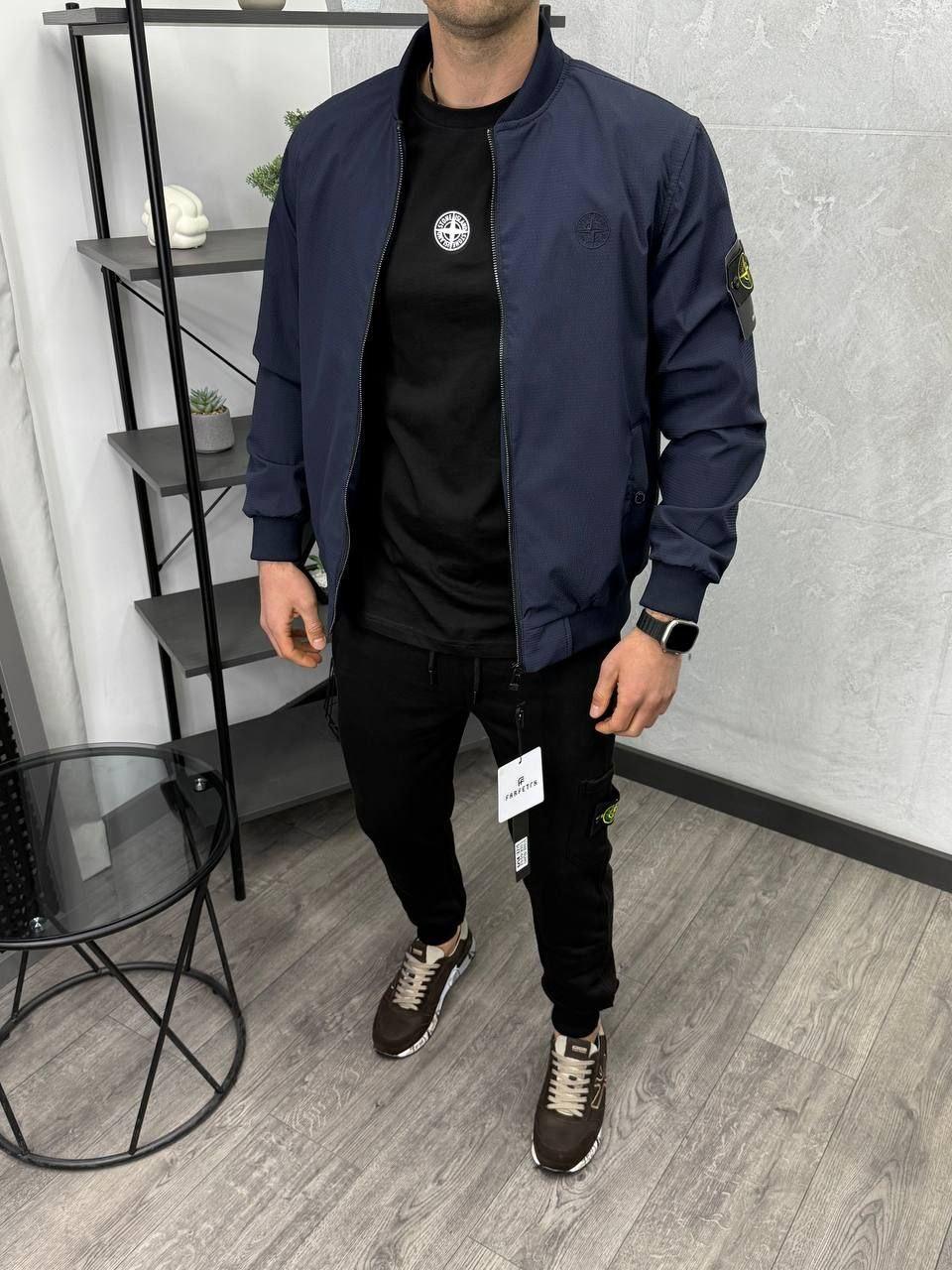 Чоловіча куртка вітровка Stone Island H5092 синя
