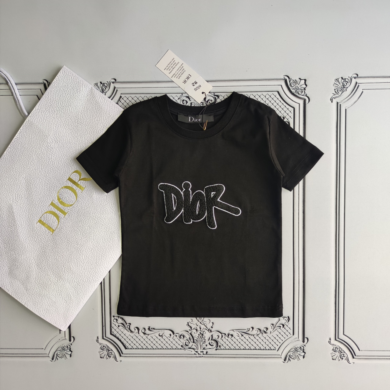 Дитяча, підліткова чорна футболка Діор