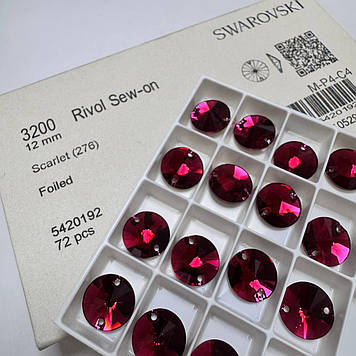 Пришивні камені Сваровскі, арт 3200, колір Scarlet, 12 мм, 1 шт.