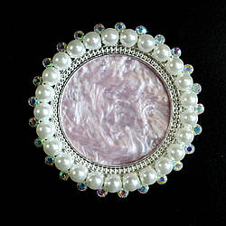 ППалітра манікюрна для змішування фарб, кругла, рожева зі сріблом