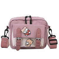 Сумка мессенджер через у корейському стилі k-pop/ стильна аніме сумка кроссбоді зі значками