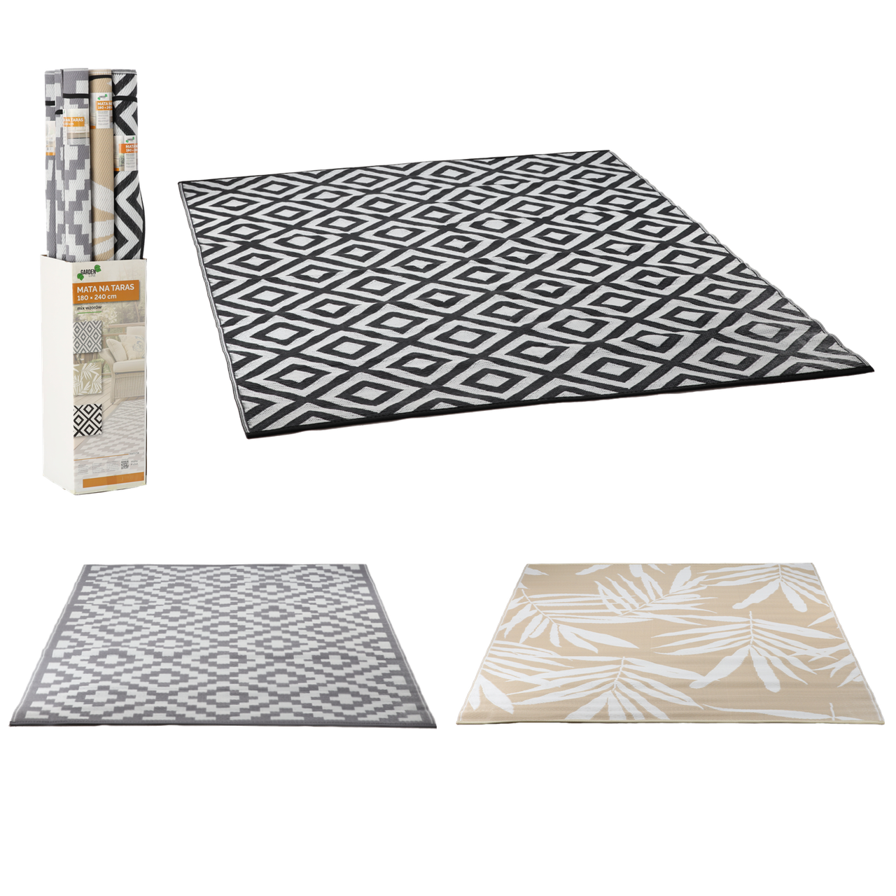 Складний килимок для тераси, пікніку або саду 180 X 240 см GardenLine MAT5738 водостійкий
