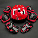 Комплект захисту для дітей і підлітків, шолом універсальний налокітники, наколінники, рукавички + ШЛЕМ, фото 2
