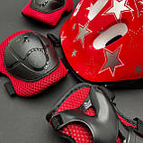 Комплект захисту для дітей і підлітків, шолом універсальний налокітники, наколінники, рукавички + ШЛЕМ, фото 5