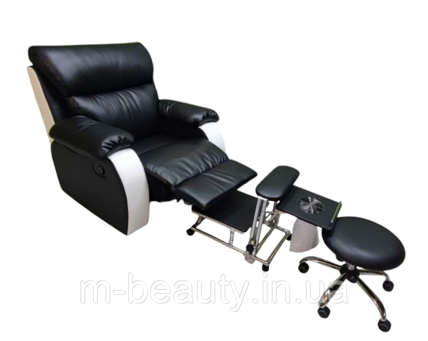 Педикюрний комплект 3-в-1 меблі для педикюру підставка педикюрна та розкладний реклайнер Комфорт_BR, фото 1