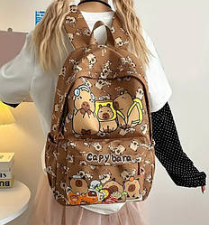 Рюкзак шкільний в 2-7 клас для дівчинки з малюнком Капібара місткий К5631