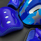 Комплект захисту для дітей і підлітків, шолом універсальний, налокітники, наколінники, рукавички + ШЛЕМ, фото 4