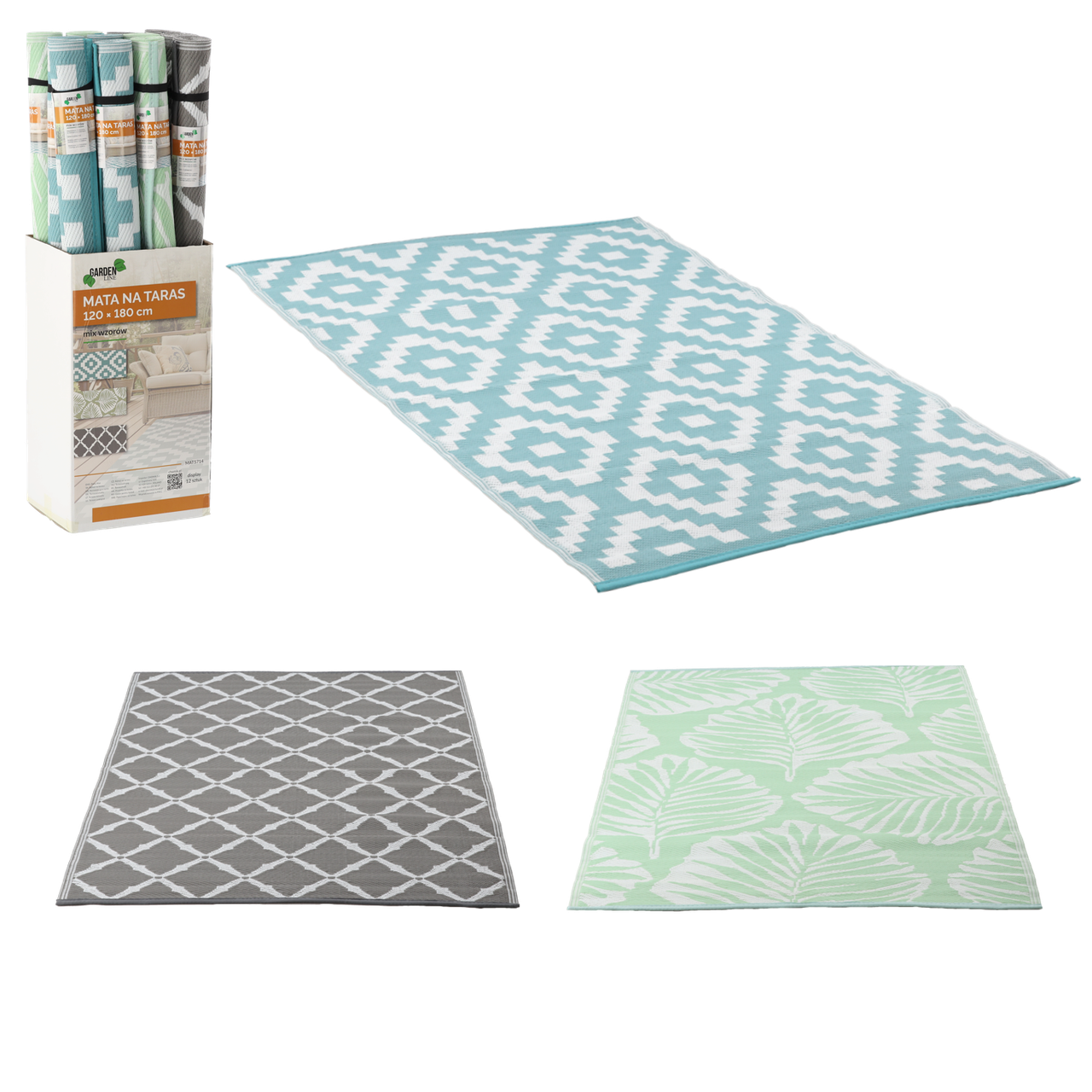 Складний килимок для тераси, пікніку або саду 120 X 180 см GardenLine MAT5714 водостійкий