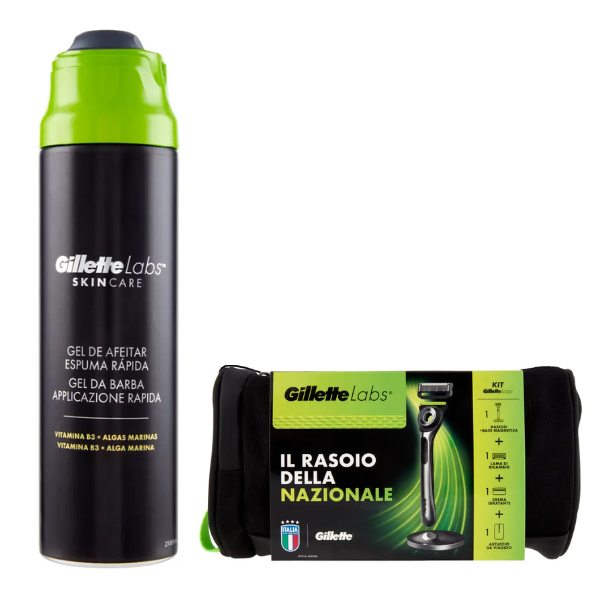 Комплект Gillette Labs Kit: Бритва (1 касета) + Магнітна основа + Зволожуючий крем 100 мл + Сумка + Гель для гоління
