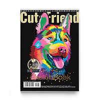 Скетчбук А5 на спіралі, 28аркушів  250г/м Кольоровий пес