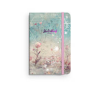 Скетчбук (А) на гумці, 80аркушів  130г/м2  Ніжні квіти