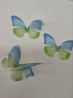 Декоративний шифоновий метелик Жовто-блакитний, 1 шт.  арт СП-541