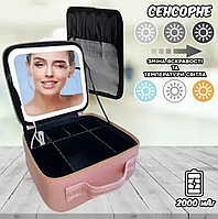 Дорожня жіноча містка косметичка-валізатор NiceLand з led дзеркалом і підсвіткою для подорожей