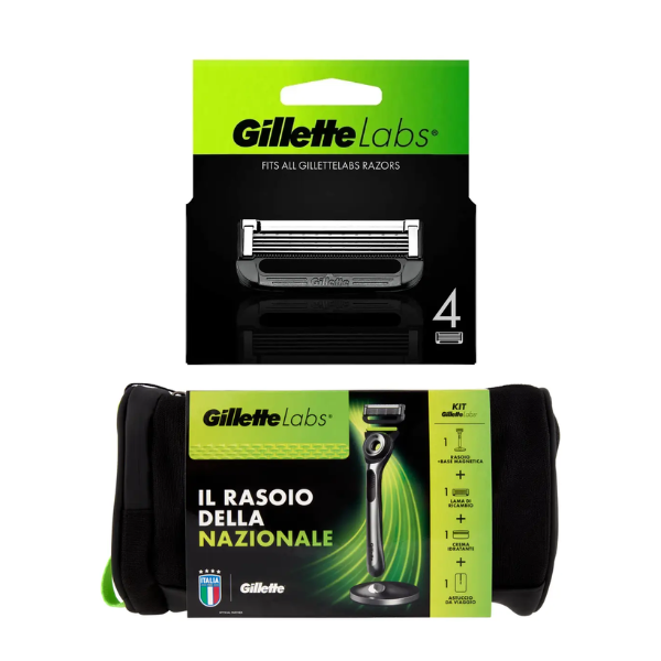 Комплект Gillette Labs Kit: Бритва + 5 касет + Магнітна основа + Зволожуючий крем 100 мл + Сумка