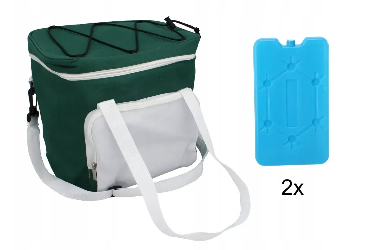 Термосумка,сумка-холодильник для їжі та напоїв на 14 л Garden Line IZO9325 зелена, 2 акамулятори холоду в комплекті, фото 1