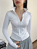 Жіночий топ на блискавці, 42-46, чорний, білий, міцний мікродайвінг.