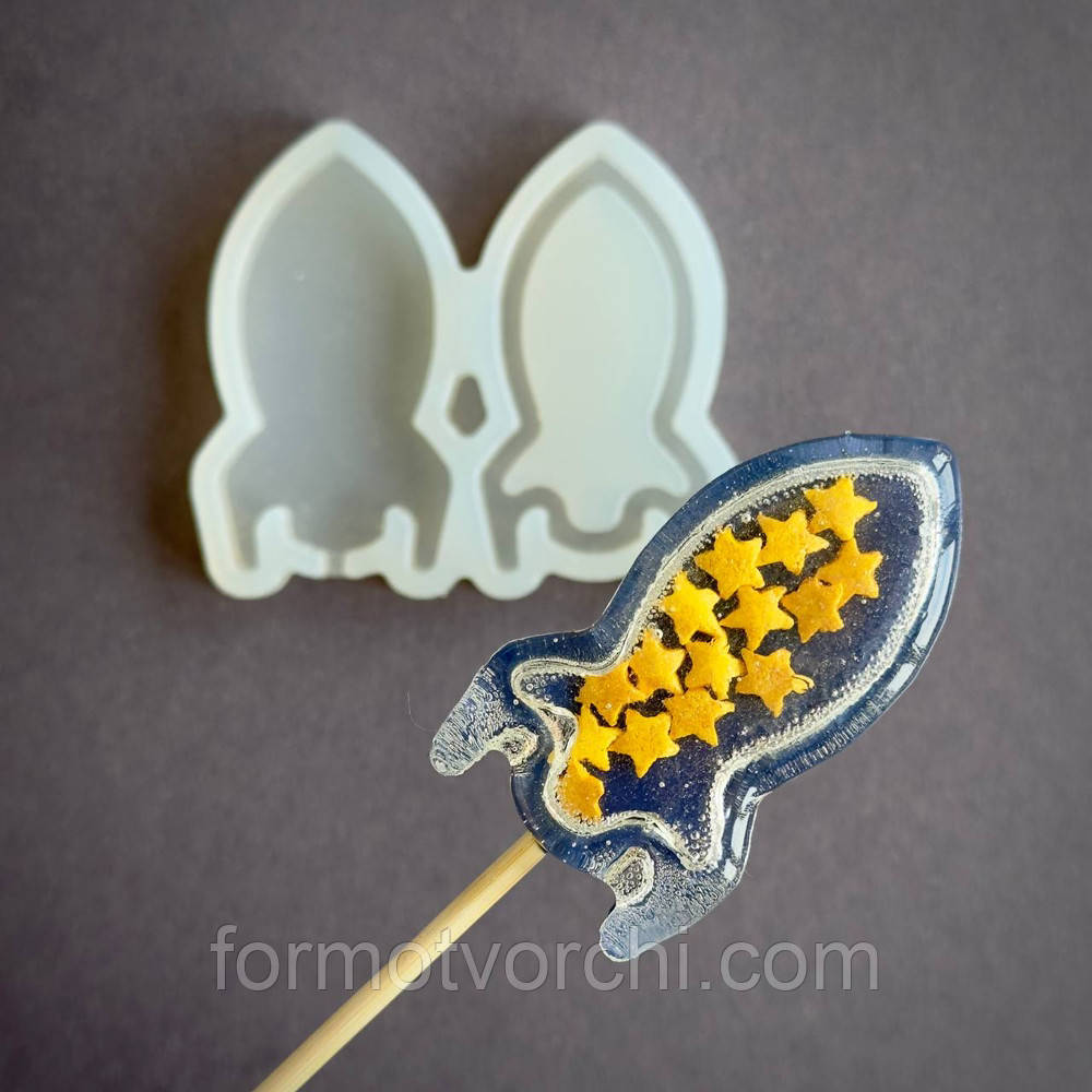 Силіконовий молд для льодяників "Ракета-брязкальце"