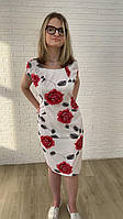 Біле легке літнє плаття з квітковим принтом 50 (є розміри 38-50)