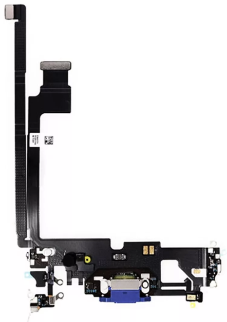 Шлейф iPhone 12 Pro Max з роз'ємом зарядки, з мікрофонами, синій, Pacific Blue, оригінал PRC