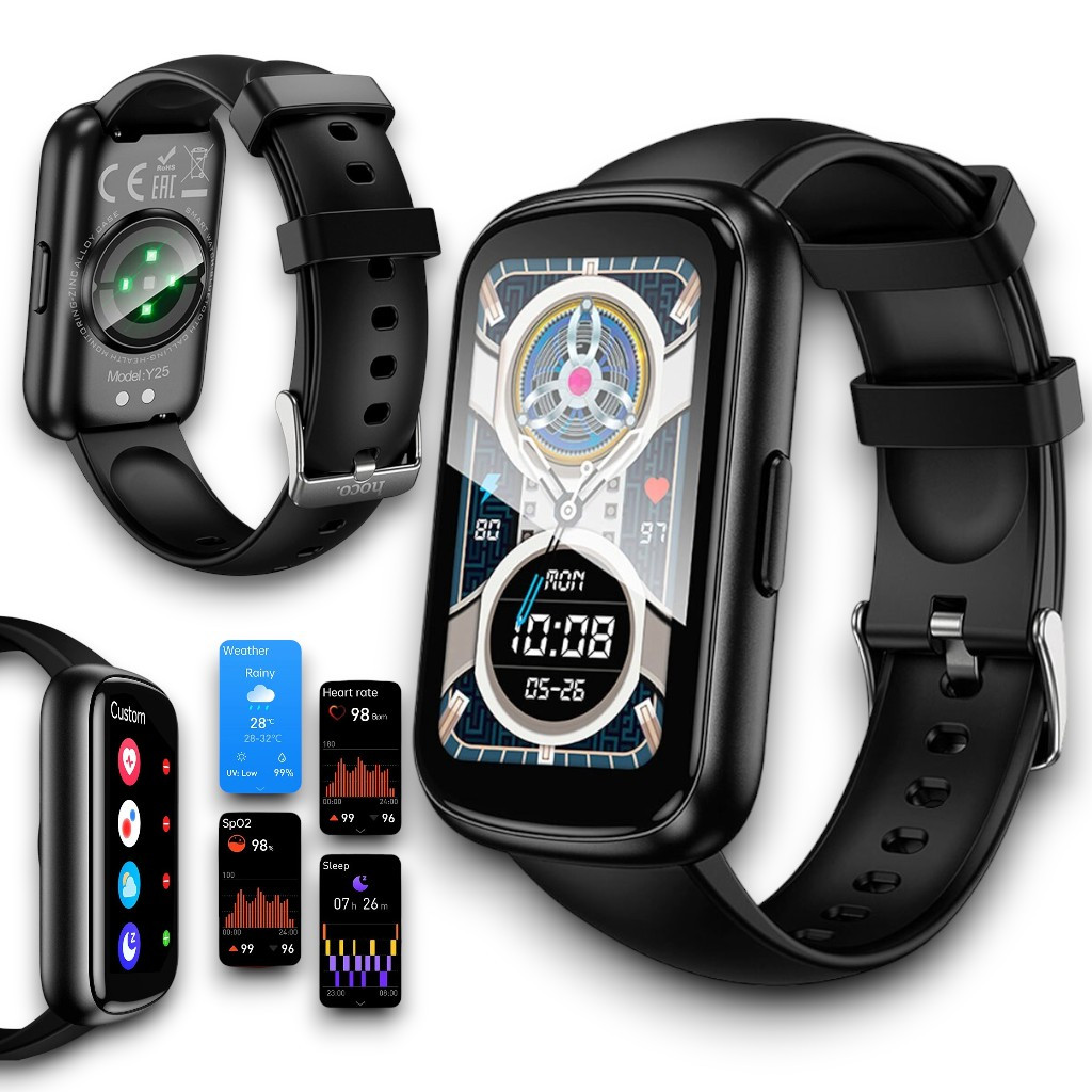Смарт-годинник Hoco Y25 Sport Silver Розумний годинник для iPhone, Android, спортивний смарт-годинник, чорний