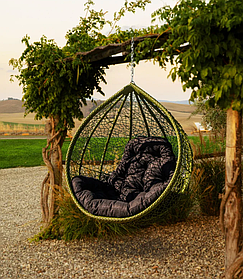 Крісло кокон підвісне Веста для комфортного відпочинку на свіжому повітрі та вдома, стильний дизайн, висока якість і довговічність