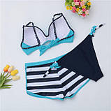 Роздільний жіночий купальник 3в1 з шортиками (S-2XL) – роздільна модель для моря, універсальний фасон і зручна посадка, фото 7