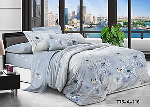 Блакитна фантазія - Бязь 3D - Двоспальний комплект постільної білизни