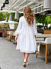 Простора весняна сукня-трапеція оздоблена мереживом з завищеною талією, батал великі розміри, фото 8