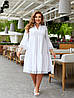 Простора весняна сукня-трапеція оздоблена мереживом з завищеною талією, батал великі розміри, фото 6