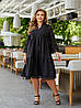 Простора весняна сукня-трапеція оздоблена мереживом з завищеною талією, батал великі розміри, фото 3
