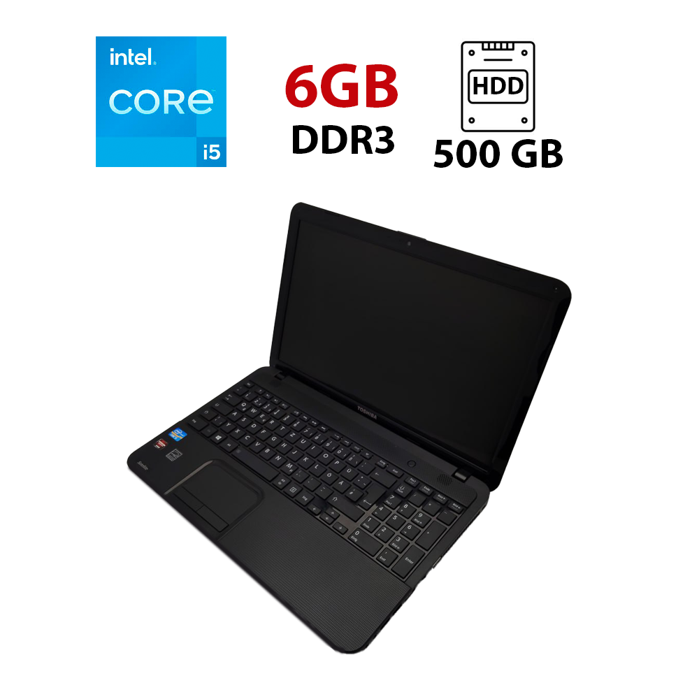 Ноутбук Toshiba Satellite C855/ 15.6" (1366x768)/ Core i5-3230M/ 6 GB RAM/ 500 GB HDD/ Radeon HD 7600M