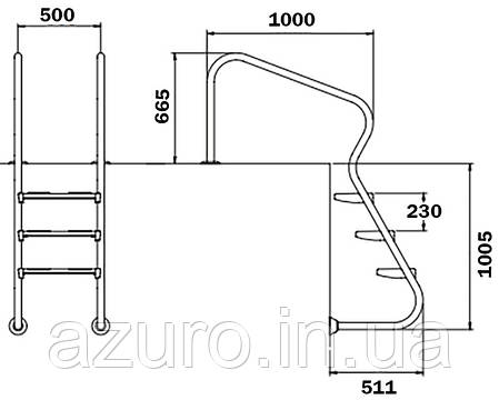 Сходи для басейну Flexinox Easy Access Electropolished (3 сходинки), AISI-316, фото 3