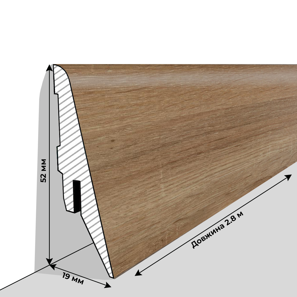 Плінтус МДФ Люкспрофіль Дуб Латте ST1014, фото 1