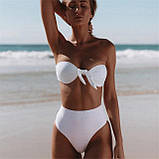 Роздільний жіночий купальник із високою талією – роздільний комплект для відпочинку на морі, зручний і стильний фасон, фото 5