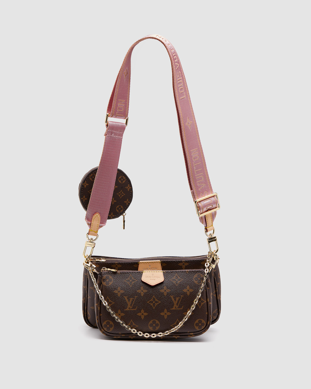 💎 Louis Vuitton Multi Pochette Brown/Pink 24 х 13 х 6 см, фото 1
